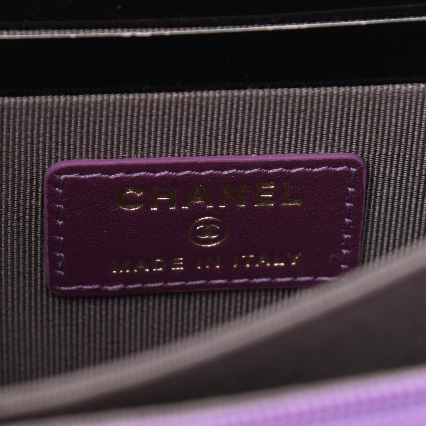 Iridescent Lambskin Quilted Mini Wallet On Chain WOC Purple