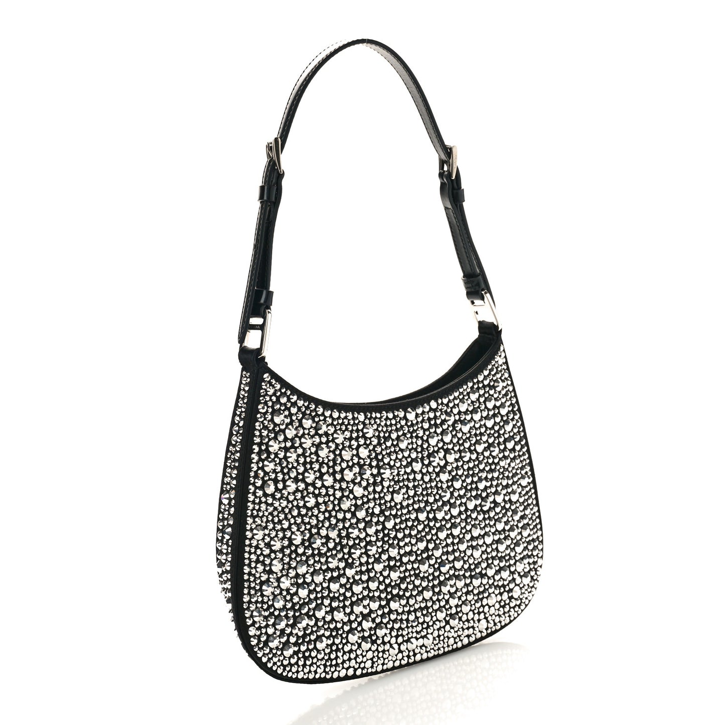 Satin Crystal Cleo Adjustable Strap Shoulder Bag Metal