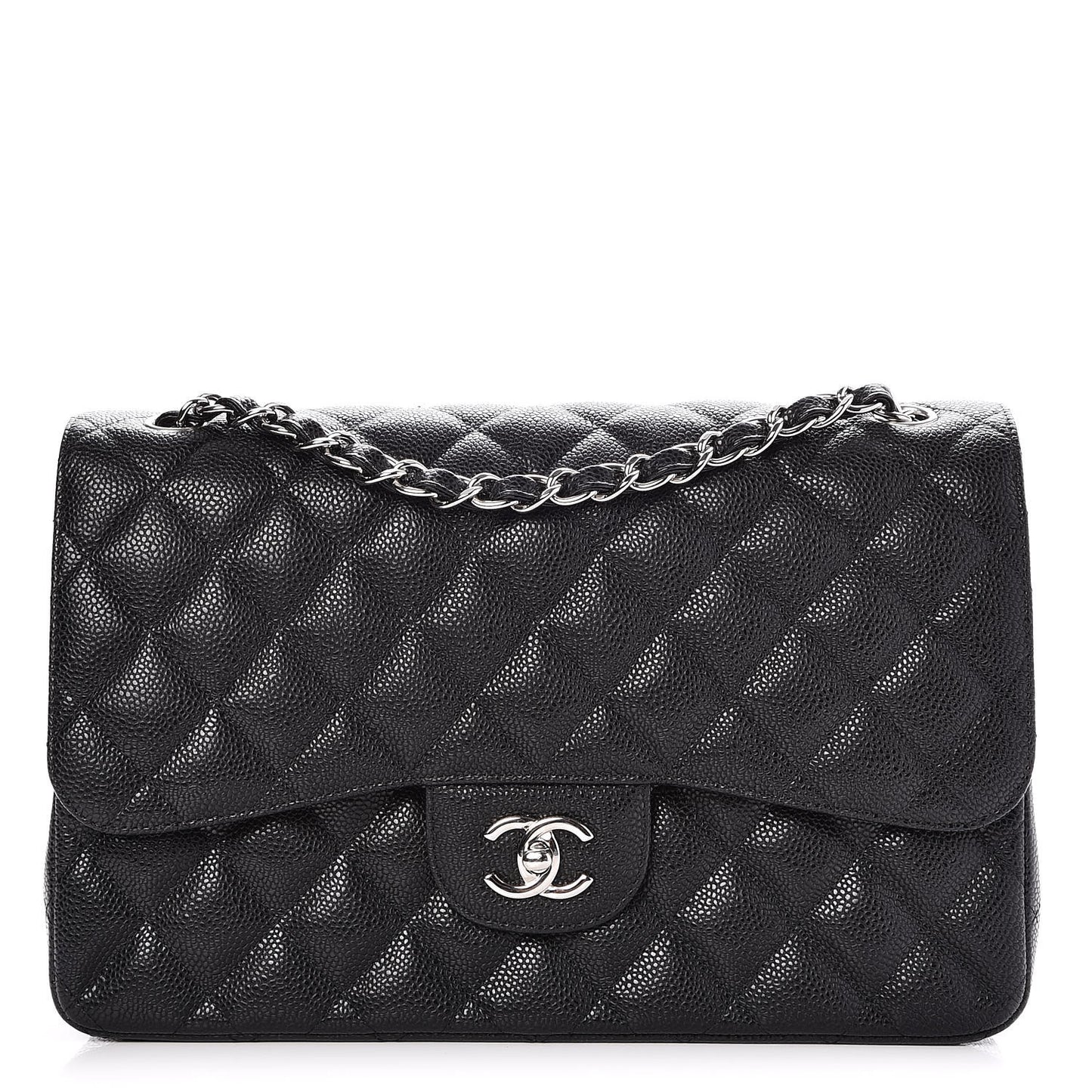 Caviar Quilted Jumbo Double Flap Black