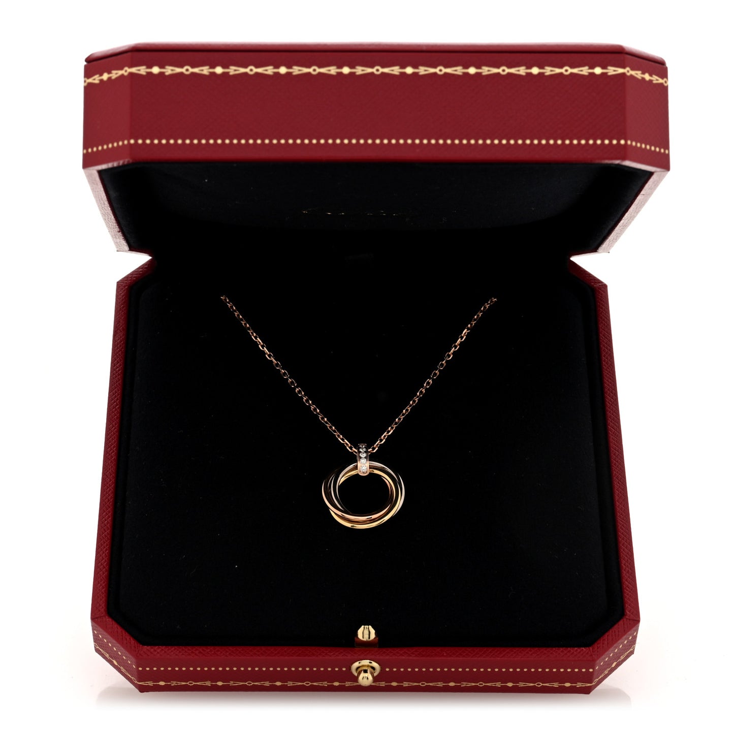 18K Pink White Yellow Gold Diamond Trinity Pendant Necklace