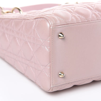 Christian Dior Pearly Lambskin Cannage Medium Lady Dior Lotus 8 of 16