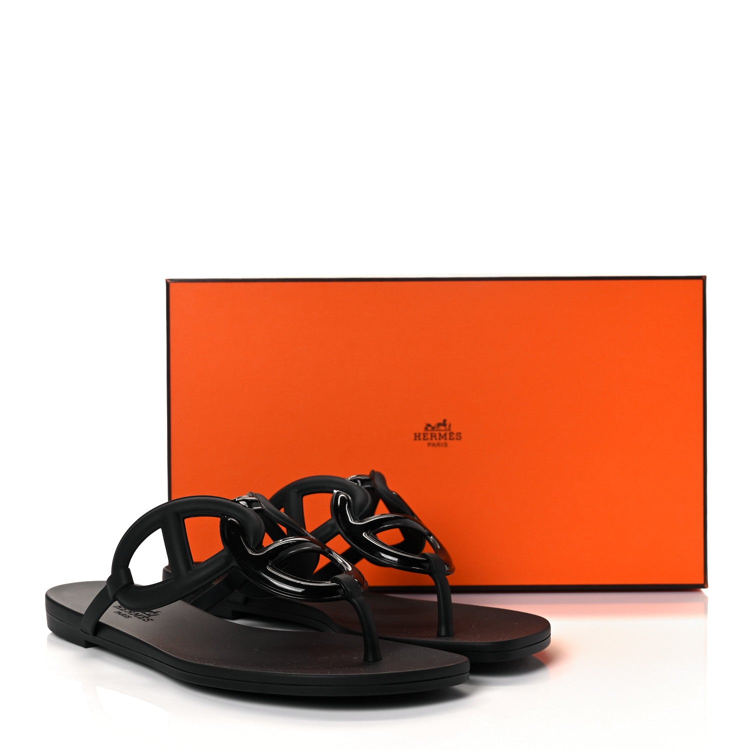 Hermes Rubber Womens Egerie Sandals 36 Black 8 of 8