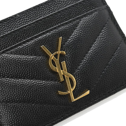Saint Laurent Grain De Poudre Matelasse Chevron Monogram Credit Card Case Black 11 of 11