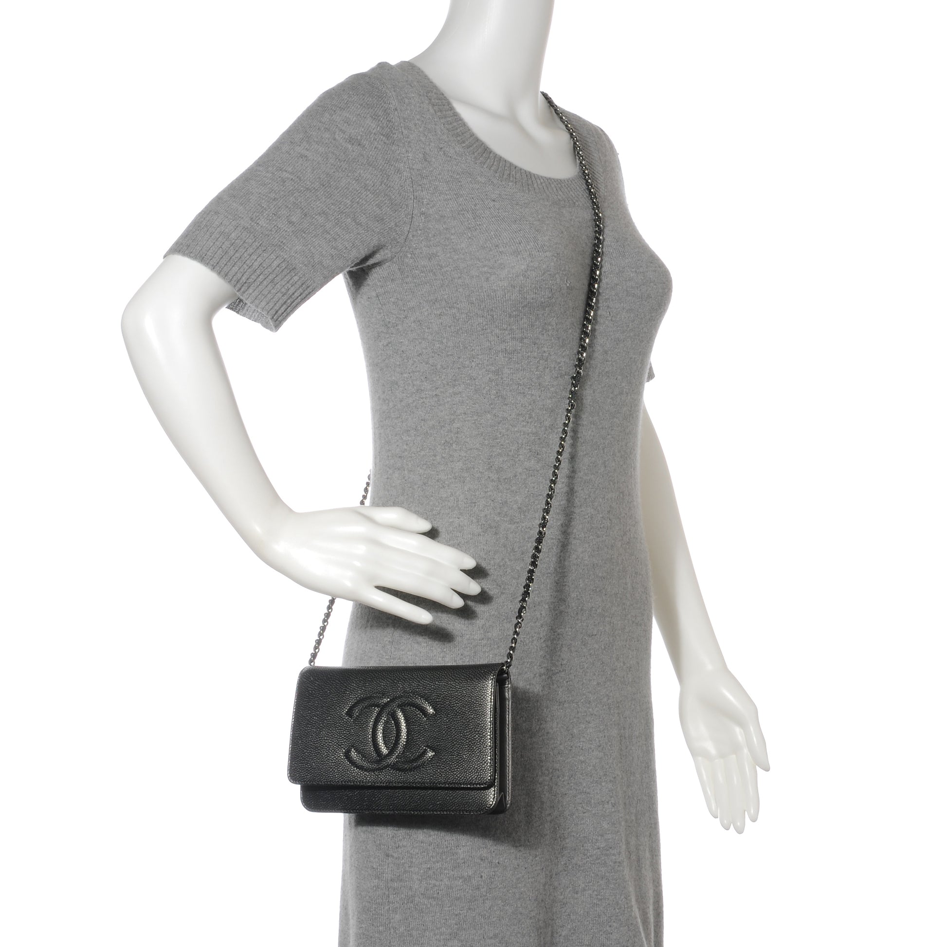 Chanel Caviar Wallet on Chain WOC Metallic 2 of 9