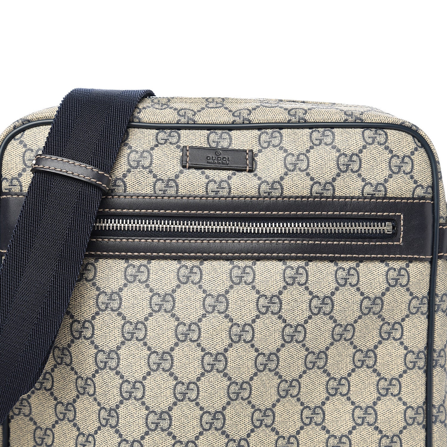 Gucci GG Plus Monogram Selleria Calfskin Medium Messenger Bag Beige Blue 10 of 10