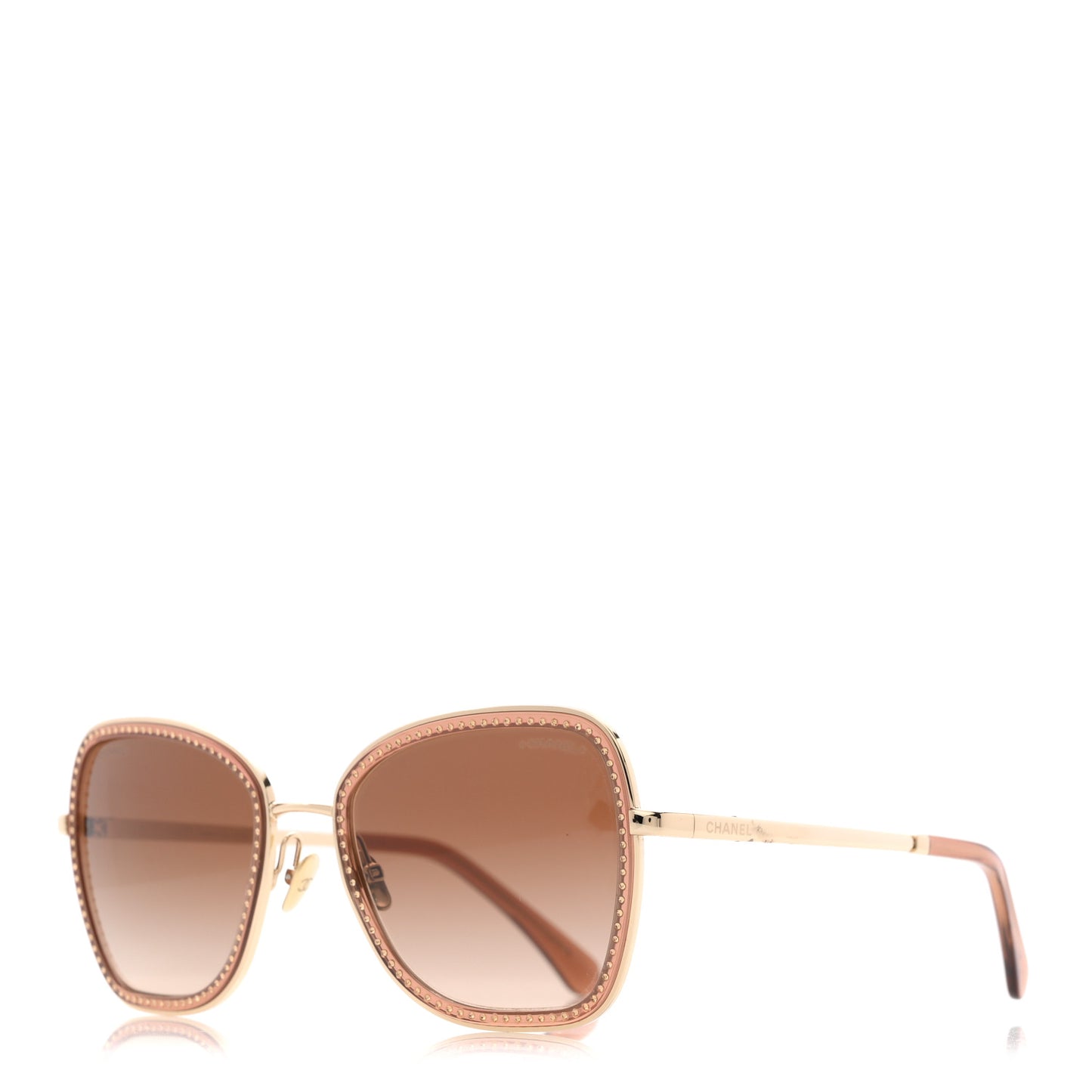 Square Frame Sequin Sunglasses 4277-B Gold Brown