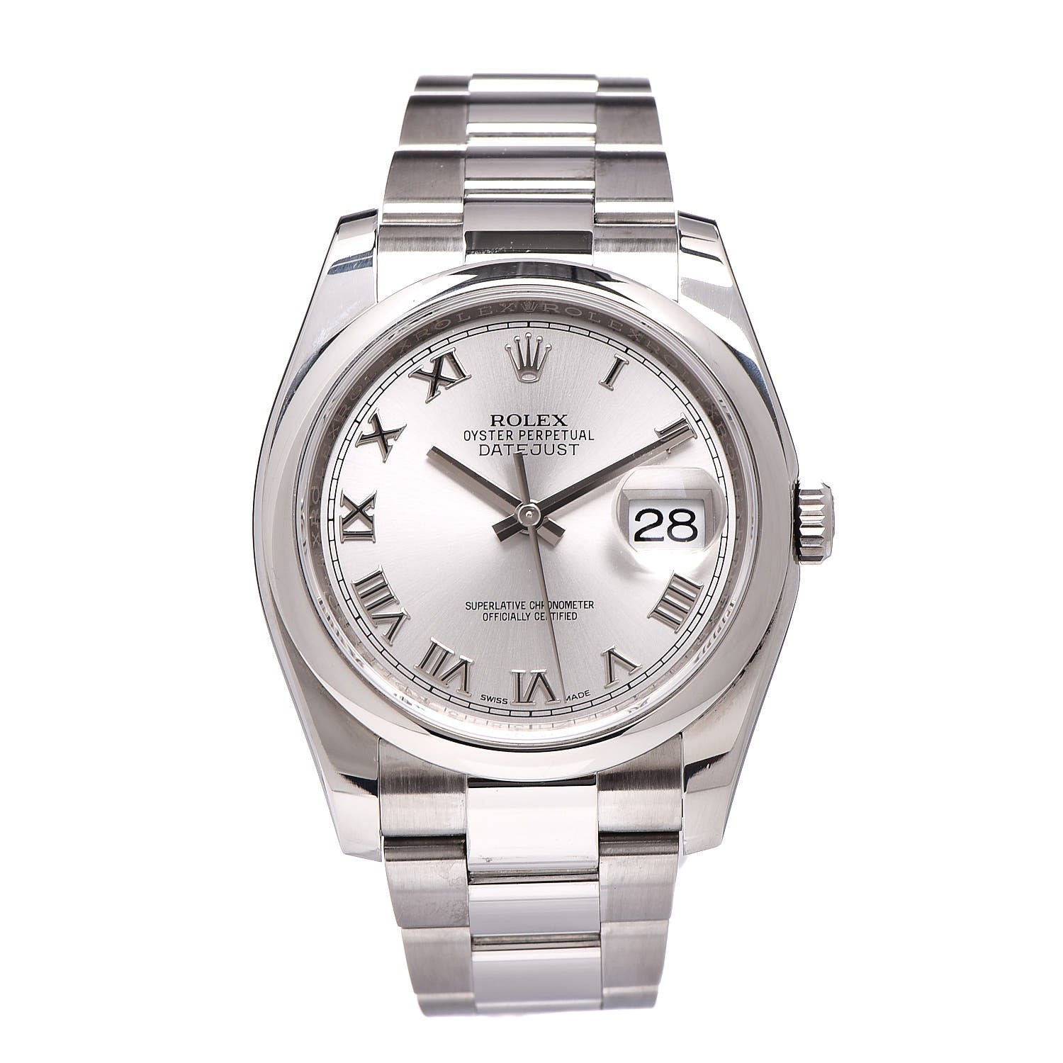 Rolex Stainless Steel 36mm Oyster Perpetual Datejust Watch Silver Roman 116200 1 of 7