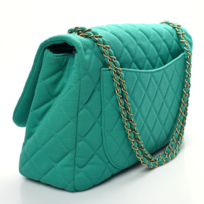 Chanel Jersey Quilted XL Jumbo Flap Green 3 of 9