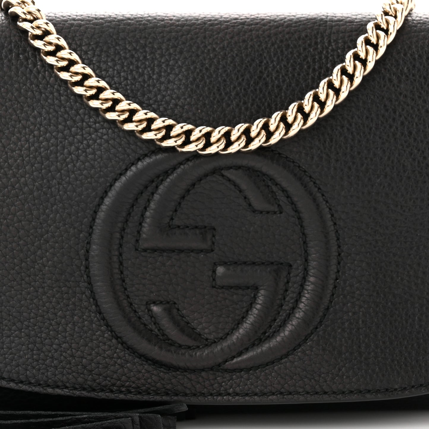 Pebbled Calfskin Medium Soho Flap Crossbody Black