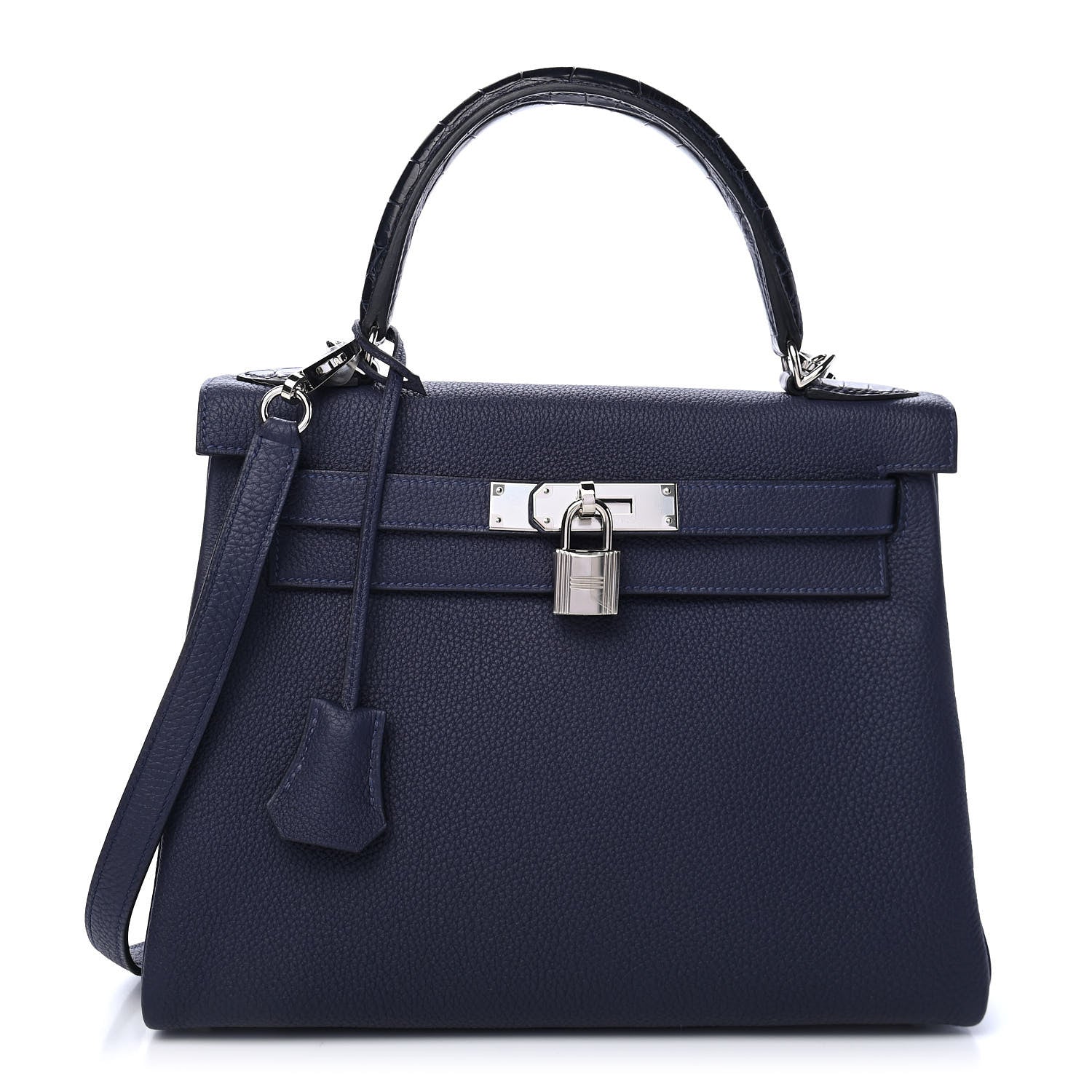 Hermes Togo Matte Alligator Kelly Retourne Touch 28 Bleu Nuit 1 of 10