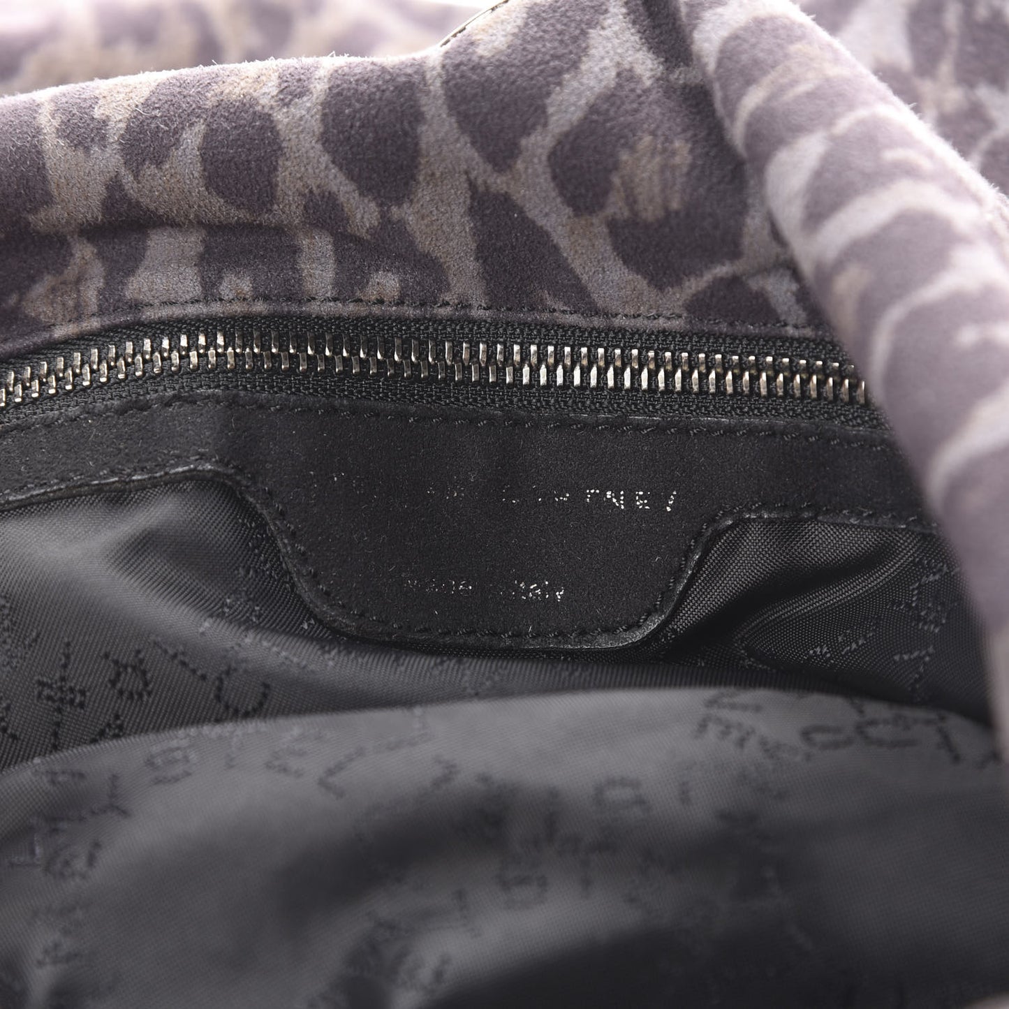 Shaggy Deer Leopard Print Falabella Fold Over Tote Grey