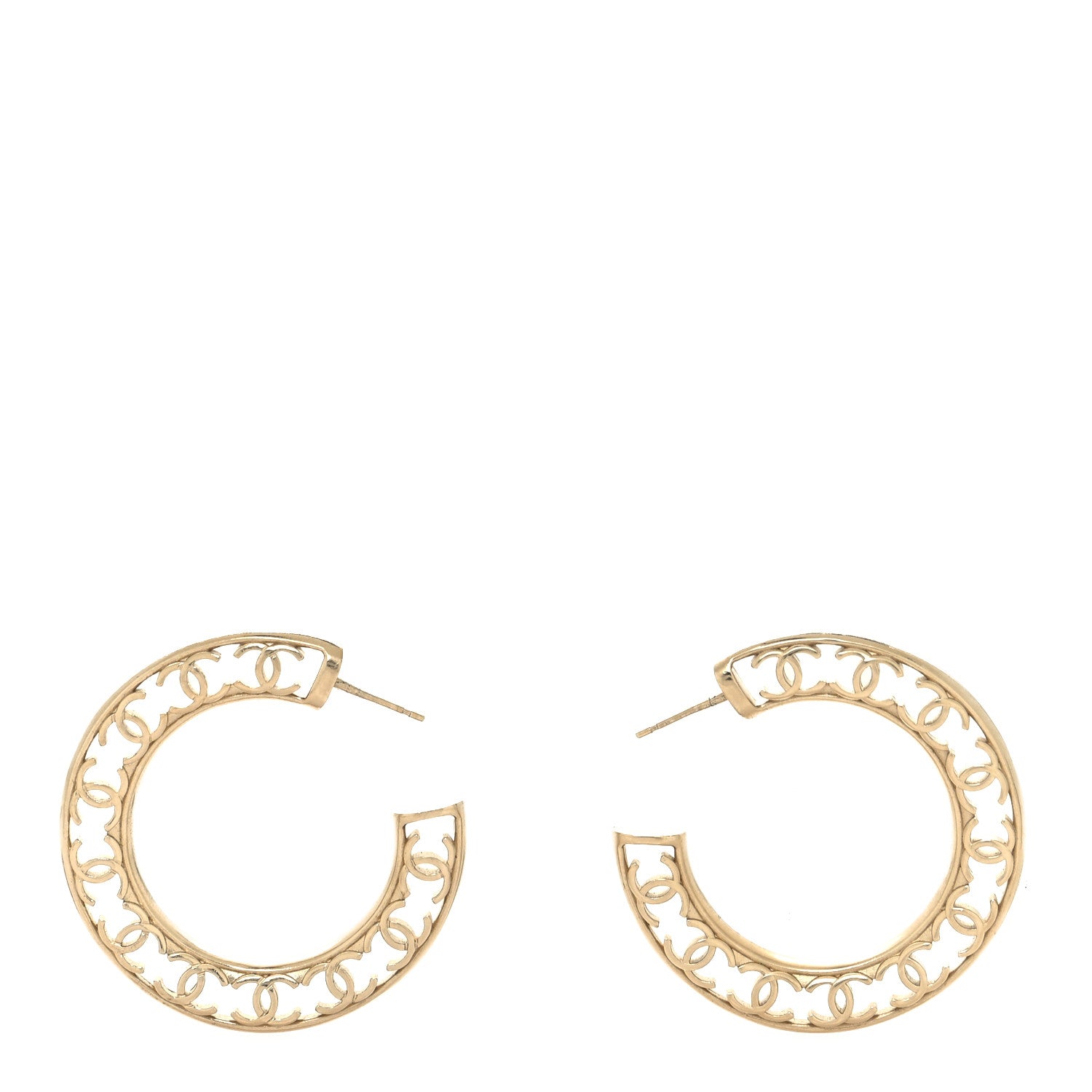 Chanel CC Hoop Earrings Gold 1 of 4