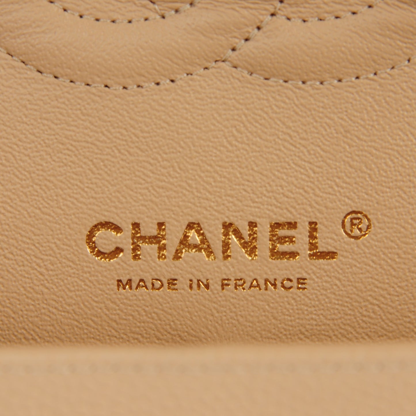 Caviar Quilted Medium Double Flap Beige Clair