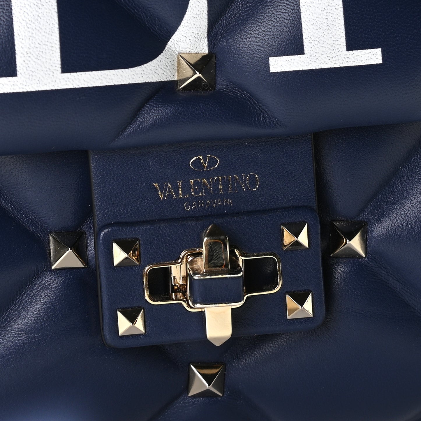 Lambskin VLTN Print Candystud Top Handle Bag Pure Blue