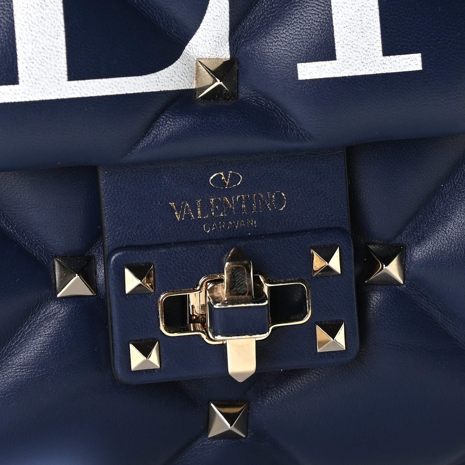 Valentino Garavani Lambskin VLTN Print Candystud Top Handle Bag Pure Blue 10 of 10