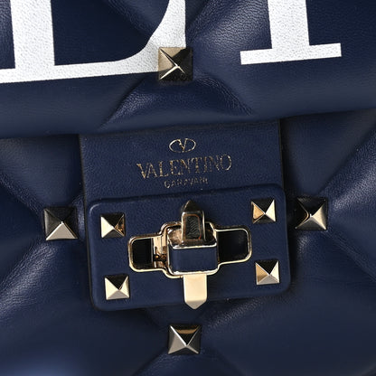 Valentino Garavani Lambskin VLTN Print Candystud Top Handle Bag Pure Blue 10 of 10
