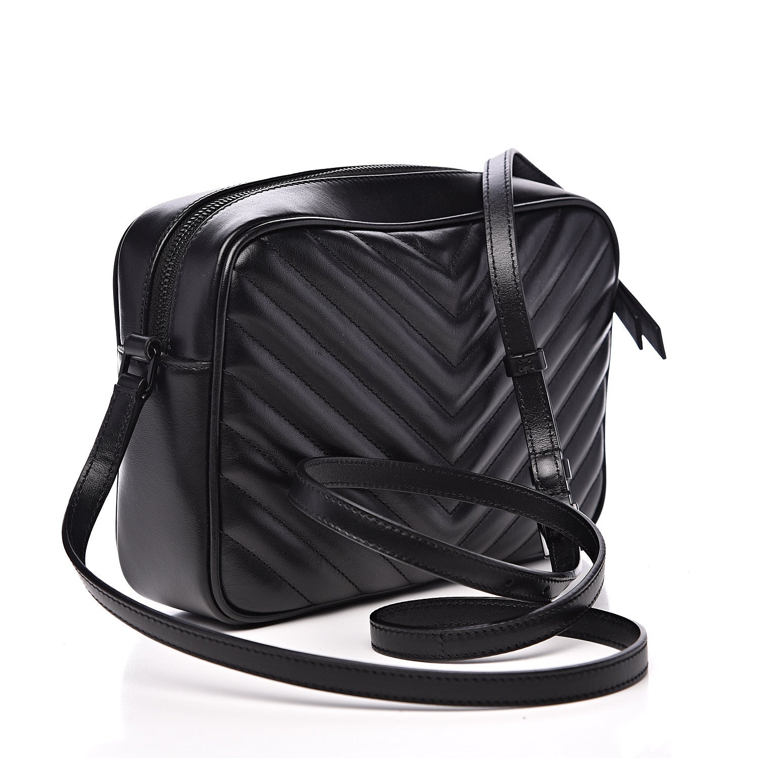 Saint Laurent Calfskin Matelasse Monogram Lou Camera Bag Black 2 of 9