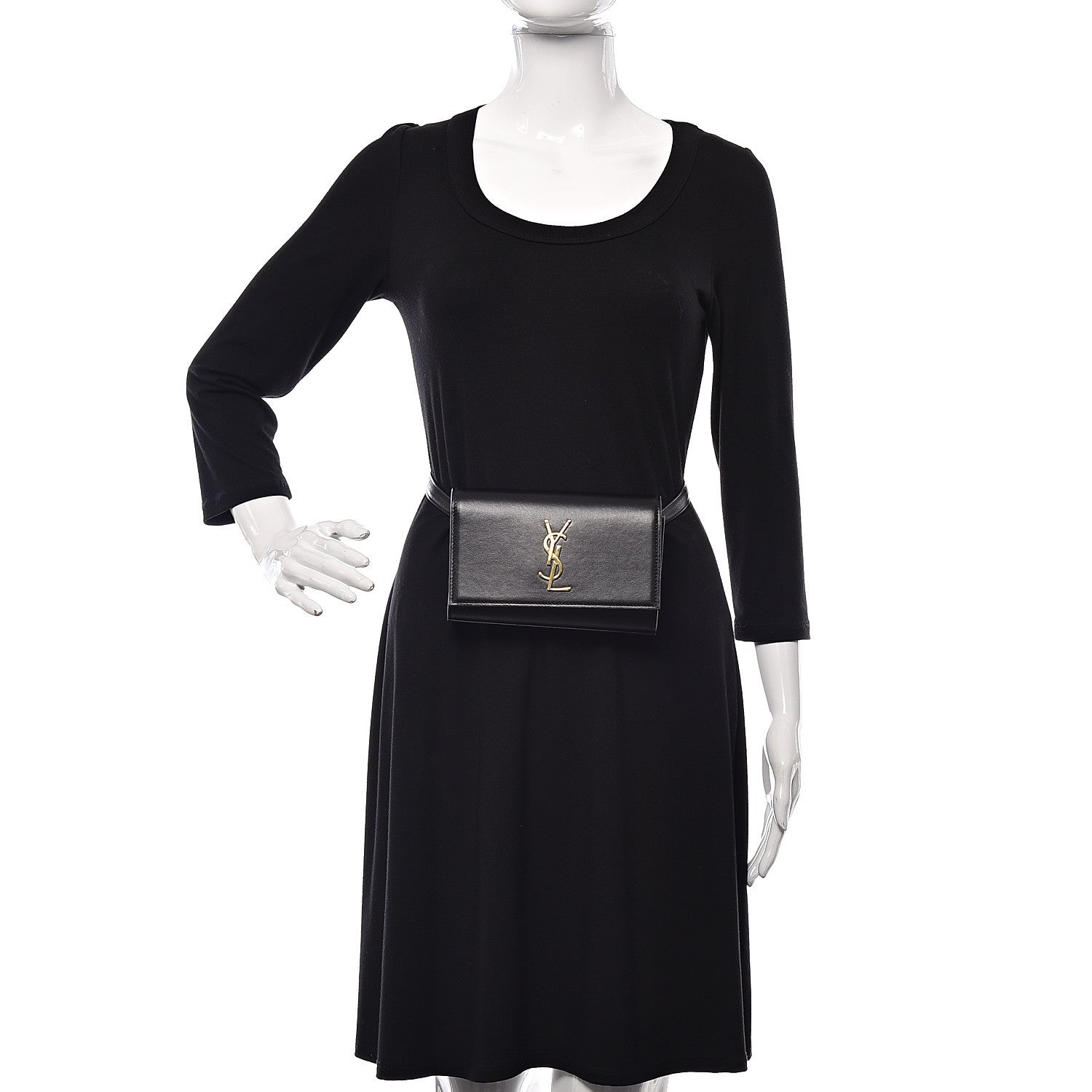 Saint Laurent Smooth Calfskin Monogram Kate Belt Bag Black 2 of 8
