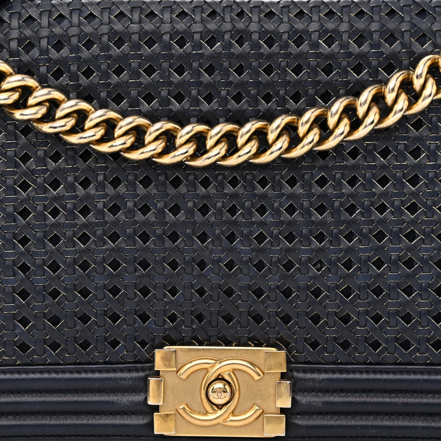Braided Sheepskin New Medium Boy Flap Navy