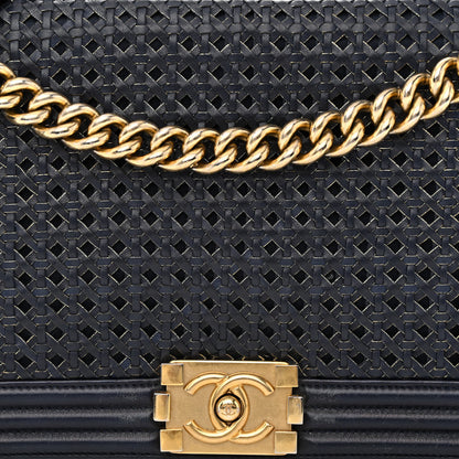 Chanel Braided Sheepskin New Medium Boy Flap Navy 9 of 14