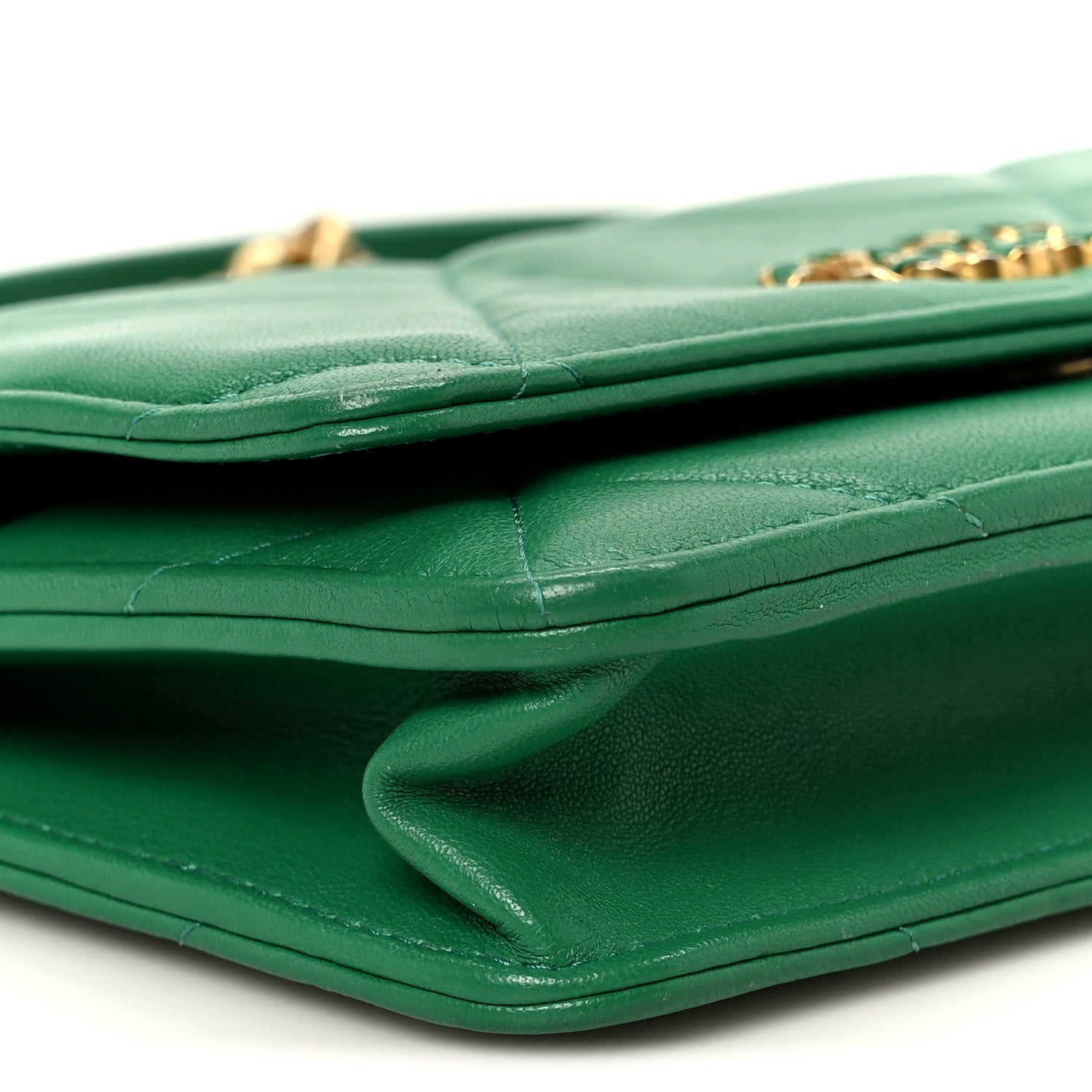 Chanel Lambskin Quilted Chanel 19 Wallet On Chain WOC Green 10 of 12