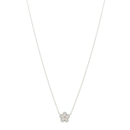 Tiffany Platinum 18K Rose Gold Pink Diamond Enchant Flower Pendant Necklace 1 of 5