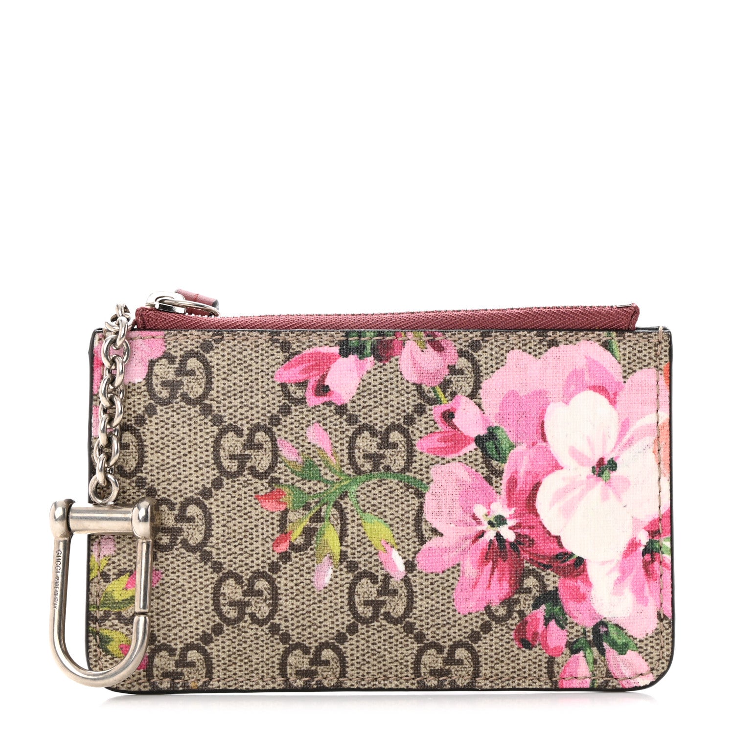 Gucci GG Supreme Monogram Blooms Key Ring Coin Case Beige Multicolor Dry Rose 1 of 8