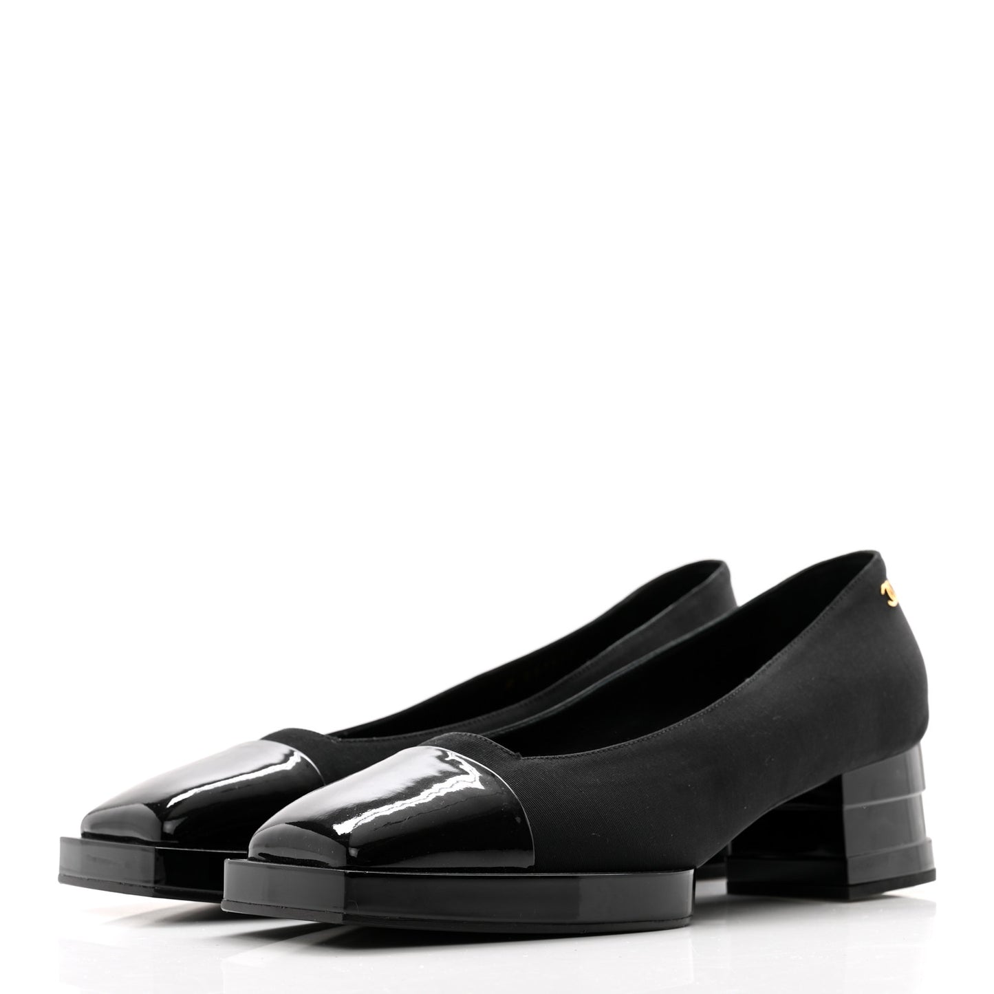 Grosgrain Patent Cap Toe CC Pumps 39.5 Black
