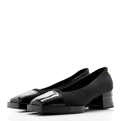 Chanel Grosgrain Patent Cap Toe CC Pumps 39.5 Black 3 of 9