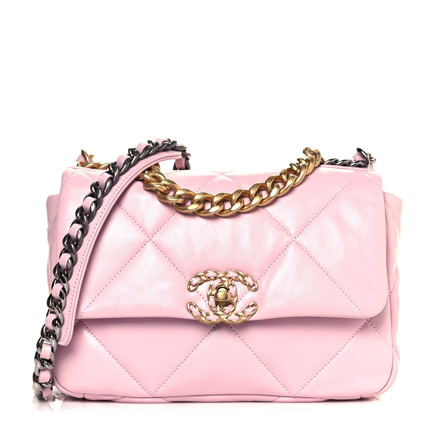 Lambskin Quilted Medium Chanel 19 Flap Light Pink