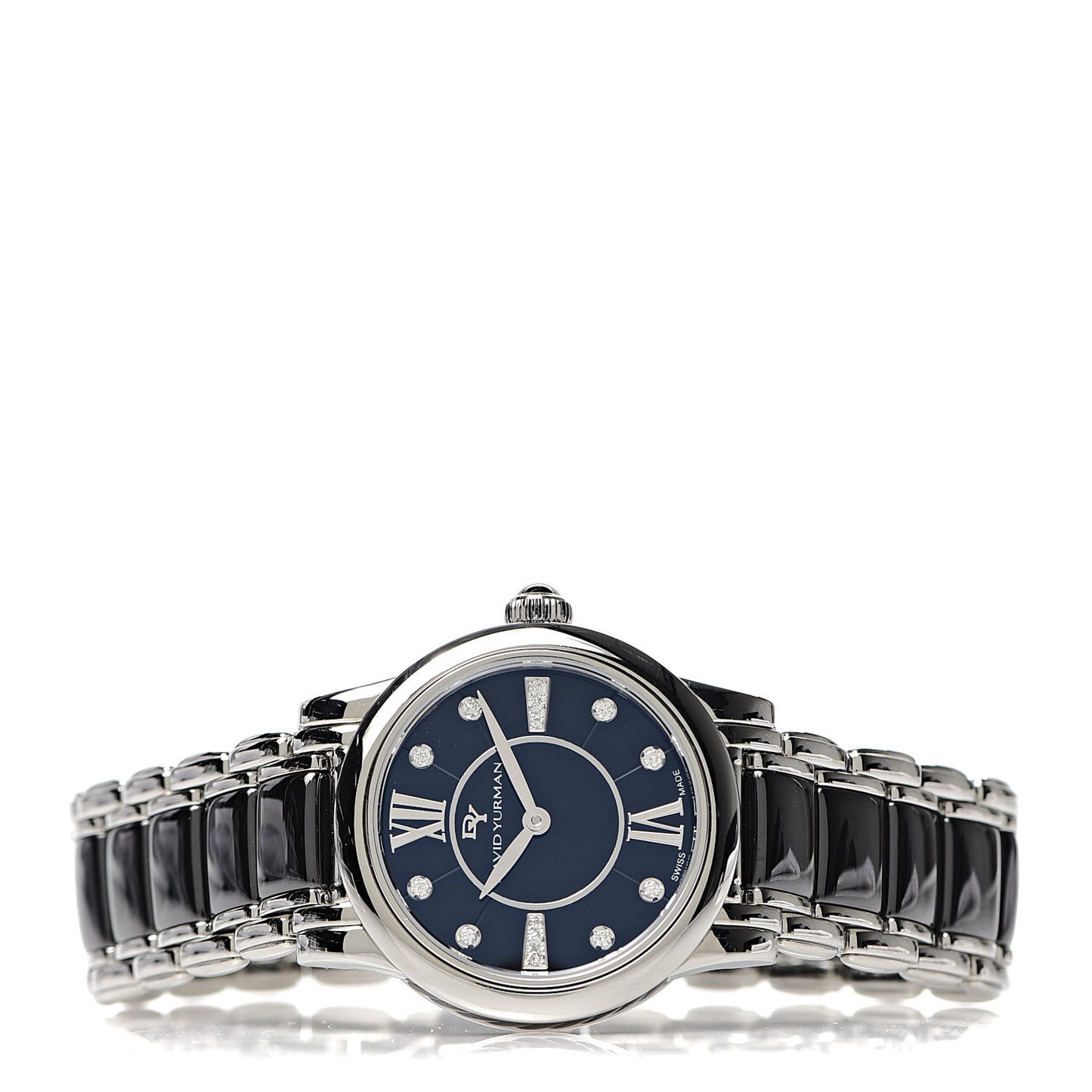 Stainless Steel Ceramic Diamond 30mm Classic Quartz Watch Black