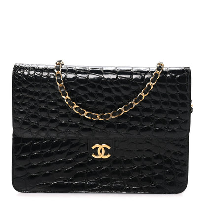 Chanel Shiny Crocodile Medium Single Flap Black 1 of 10