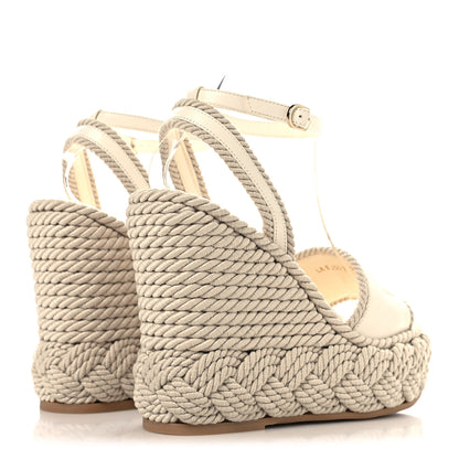 Valentino Garavani Nappa VLogo Torchon 130mm Platform Wedge Sandals 39 Ivory 5 of 9