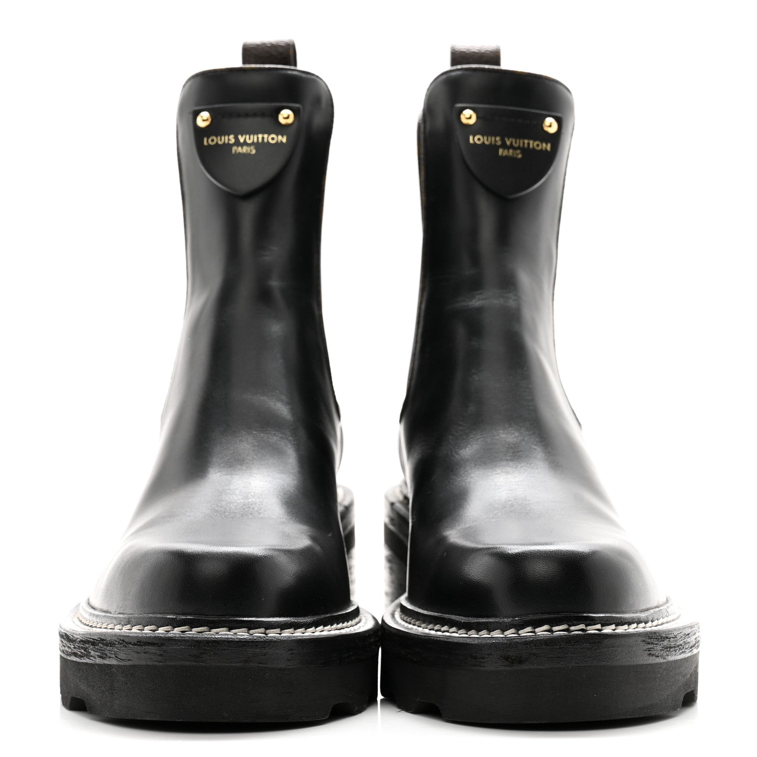 Louis Vuitton Calfskin Monogram Beaubourg Ankle Boots 38 Black 2 of 13