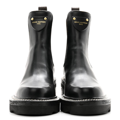 Louis Vuitton Calfskin Monogram Beaubourg Ankle Boots 38 Black 2 of 13