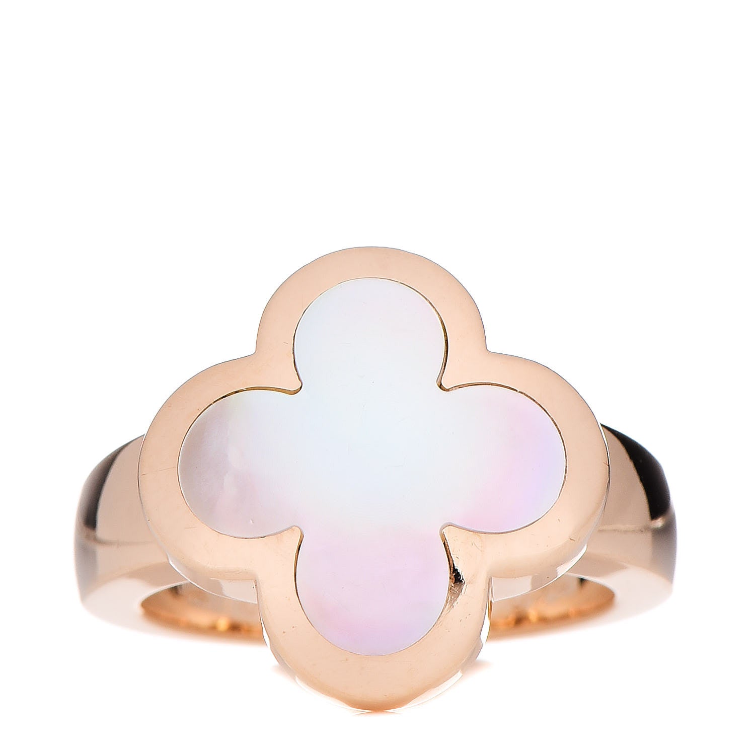Van Cleef & Arpels 18K Yellow Gold Mother of Pearl Pure Alhambra Ring 51 5.75 1 of 6