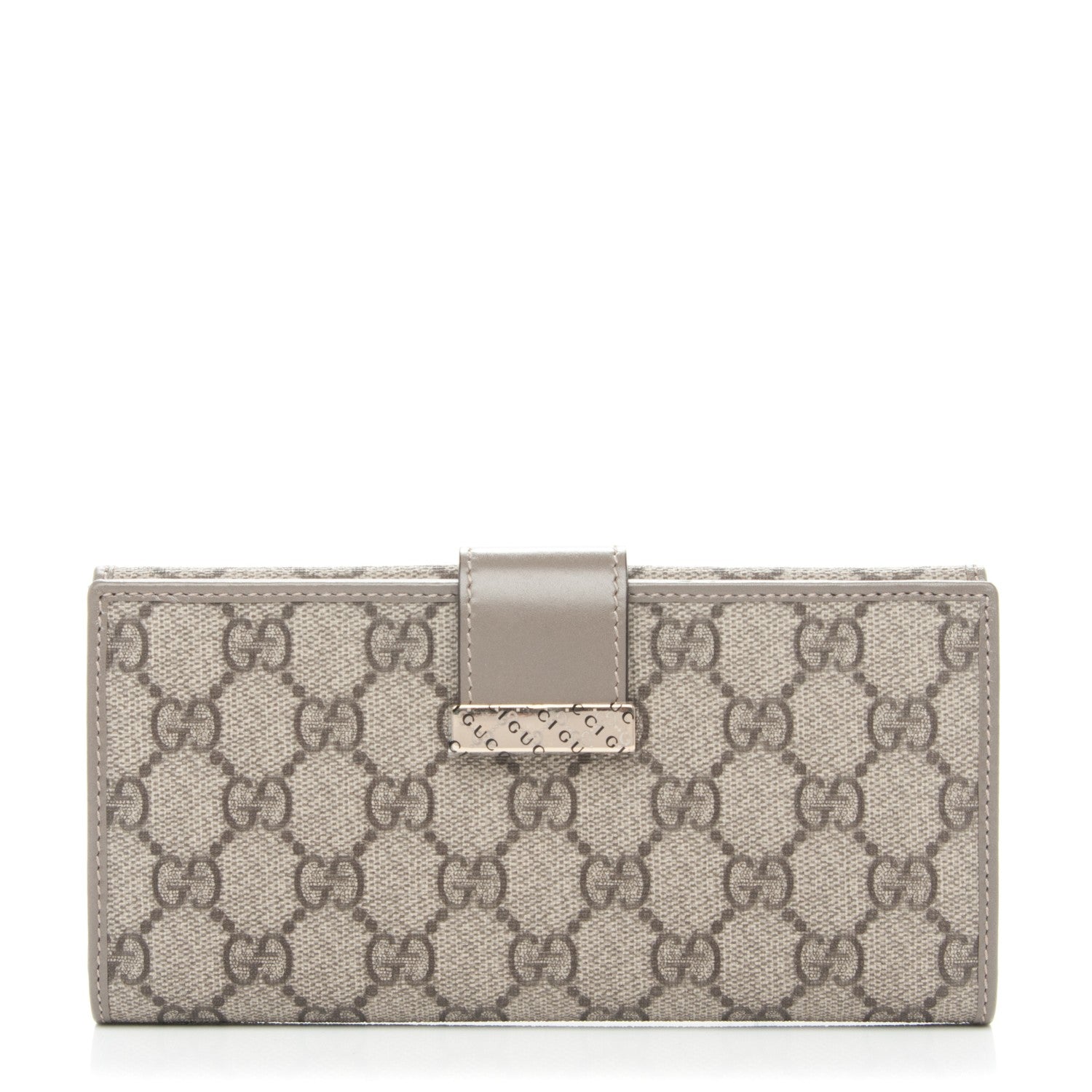 Gucci GG Supreme Monogram Icon Bar Continental Flap Wallet Beige Ebony Grigio 1 of 8