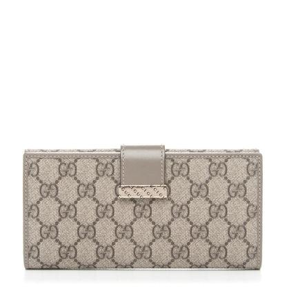 Gucci GG Supreme Monogram Icon Bar Continental Flap Wallet Beige Ebony Grigio 1 of 8