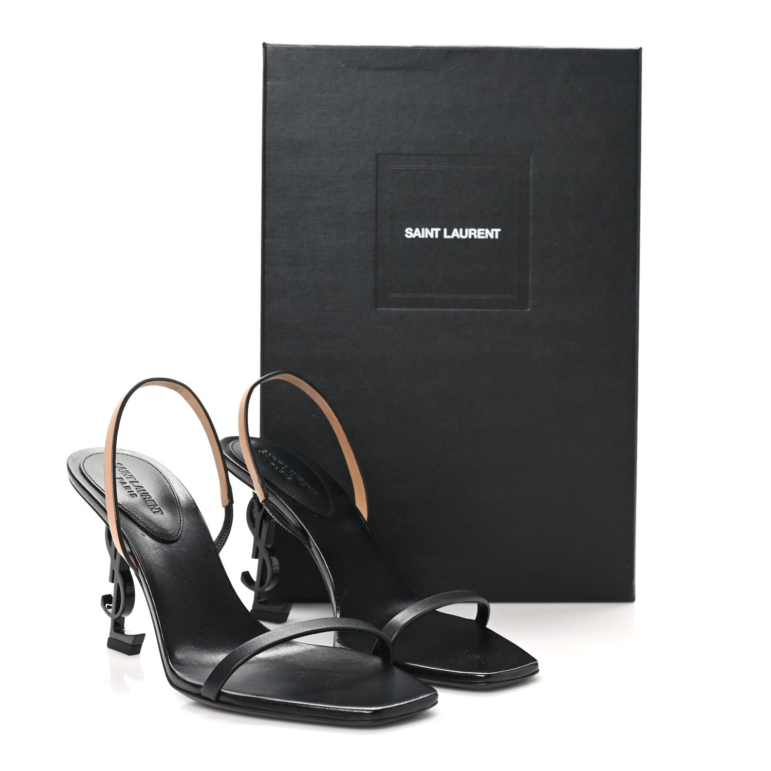Saint Laurent Calfskin Cassandra 85 Sandals 37 Black Gold Brown 9 of 9