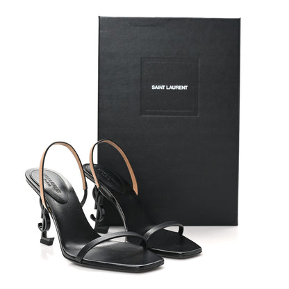 Saint Laurent Calfskin Cassandra 85 Sandals 37 Black Gold Brown 9 of 9