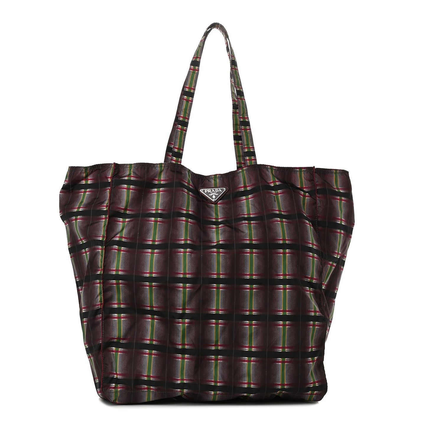 Tessuto Nylon Plaid Shopping Tote Multicolor