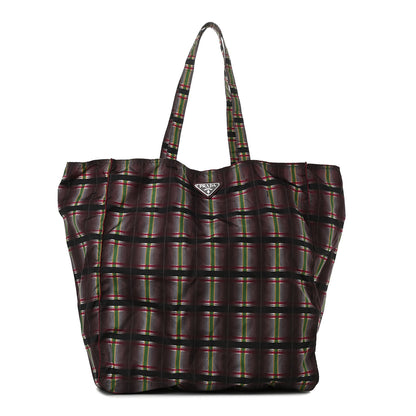 Prada Tessuto Nylon Plaid Shopping Tote Multicolor 1 of 9