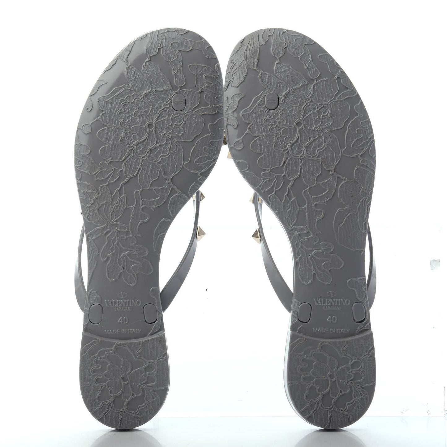 PVC Jelly Rockstud Bow Thong Sandals 40 Pastel Grey