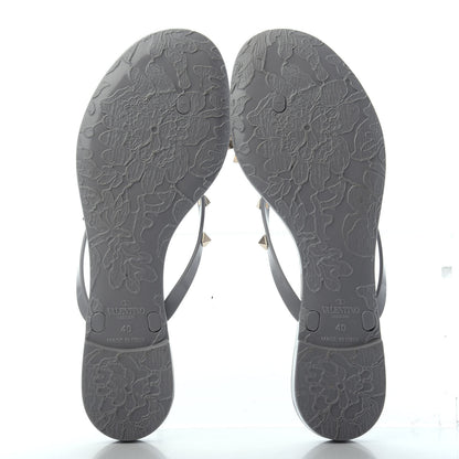 Valentino Garavani PVC Jelly Rockstud Bow Thong Sandals 40 Pastel Grey 4 of 4