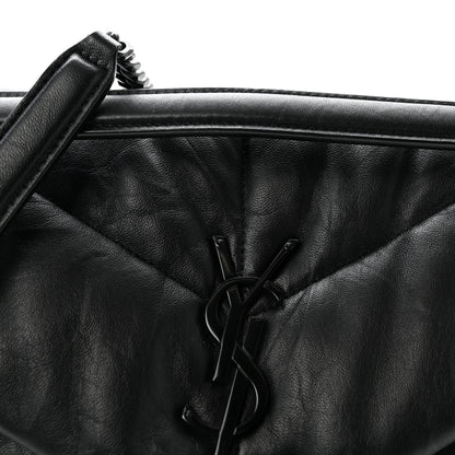 Saint Laurent Lambskin Quilted Monogram Monochrome Medium Loulou Puffer Chain Satchel Black 7 of 9