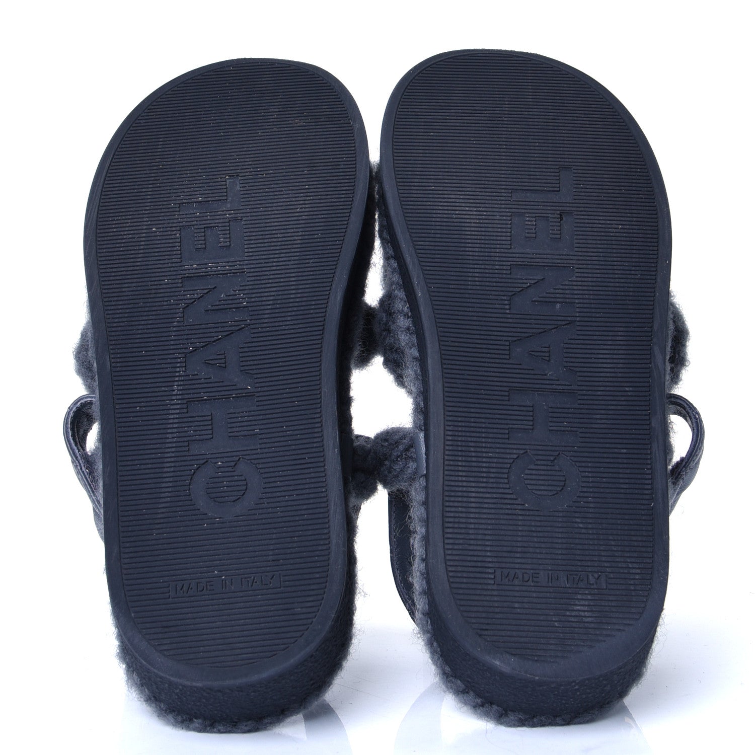 Chanel Cord Lambskin Quilted Logo Sandals 36 Dark Grey 4 of 4