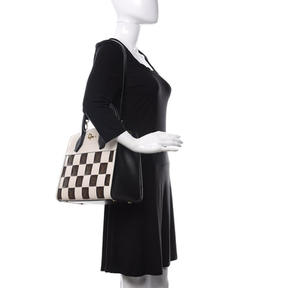 Louis Vuitton Calfskin Monogram Damier Tressage City Steamer MM Creme 2 of 9