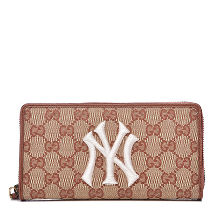 Gucci X MLB GG Monogram NY Yankees Zip Around Wallet Beige Ruggine Ivory 1 of 9