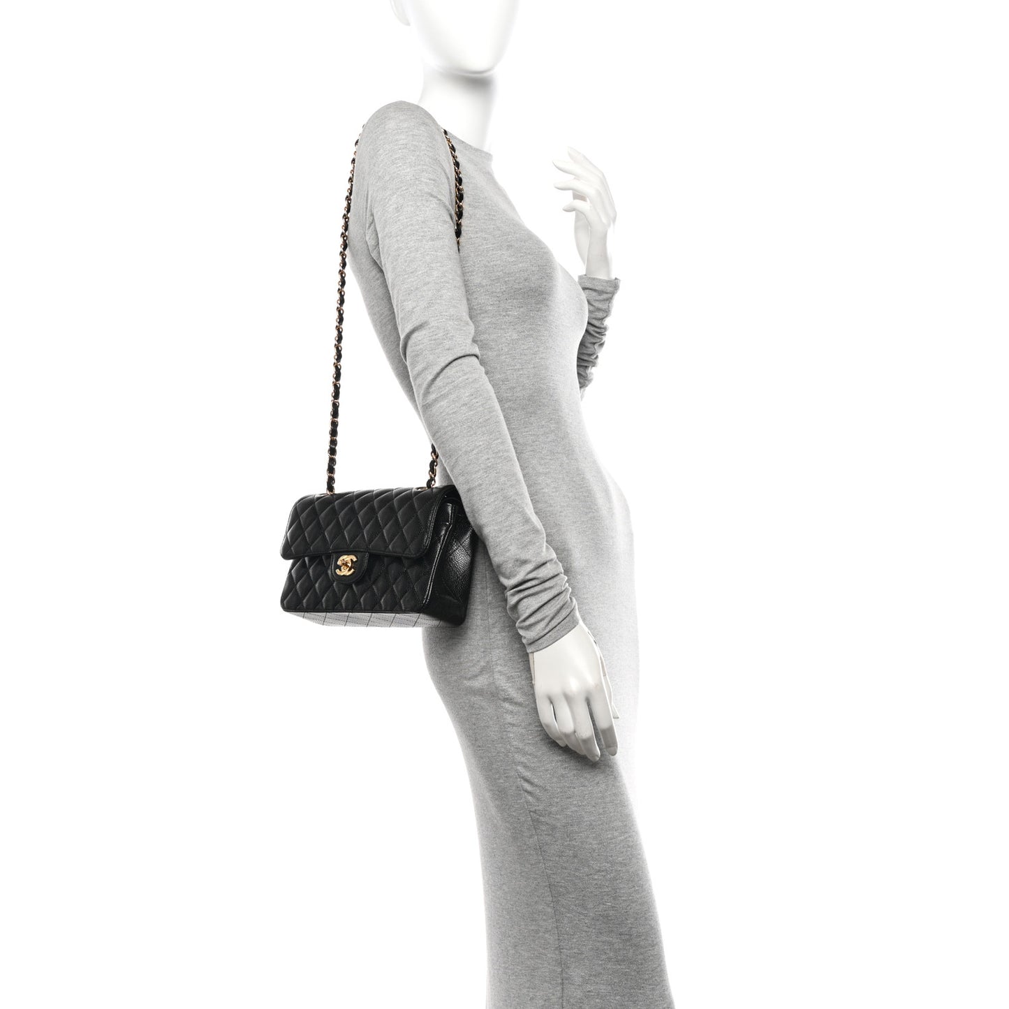 Caviar Quilted Small Double Flap Black