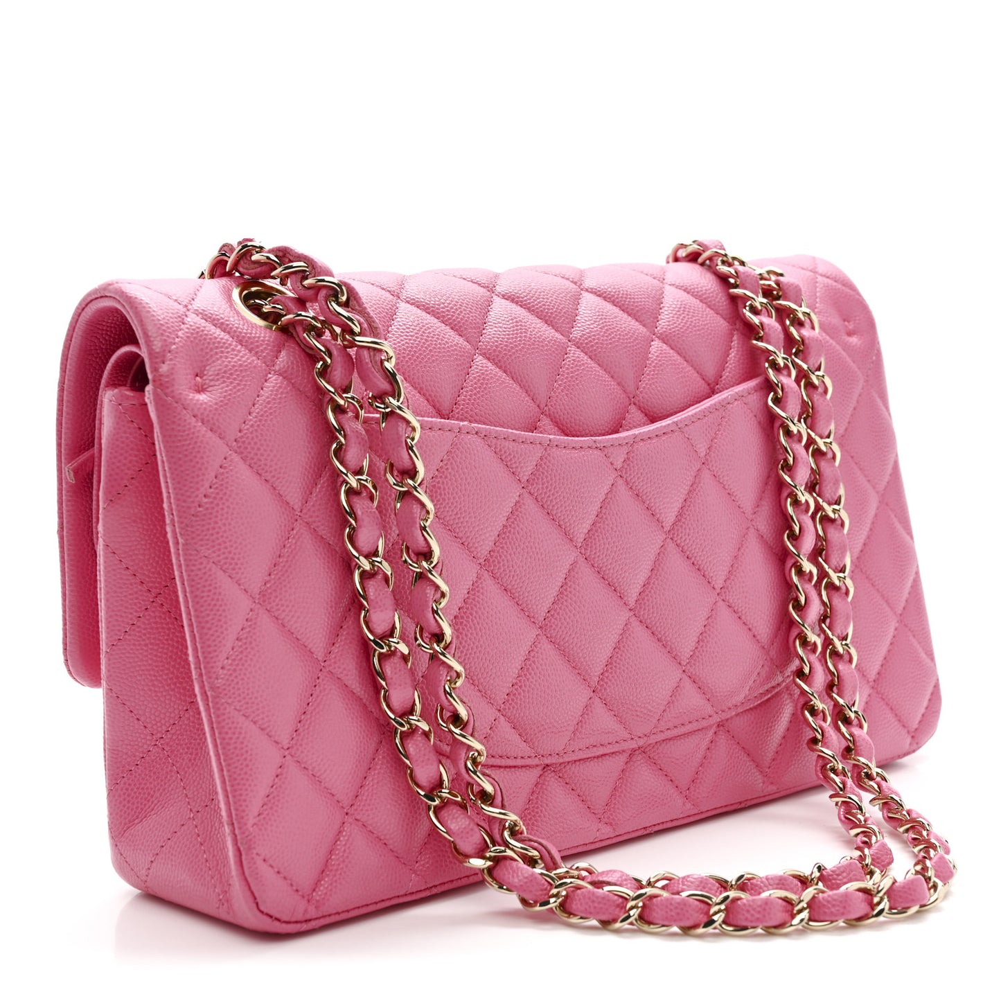 Caviar Quilted Medium Double Flap Pink